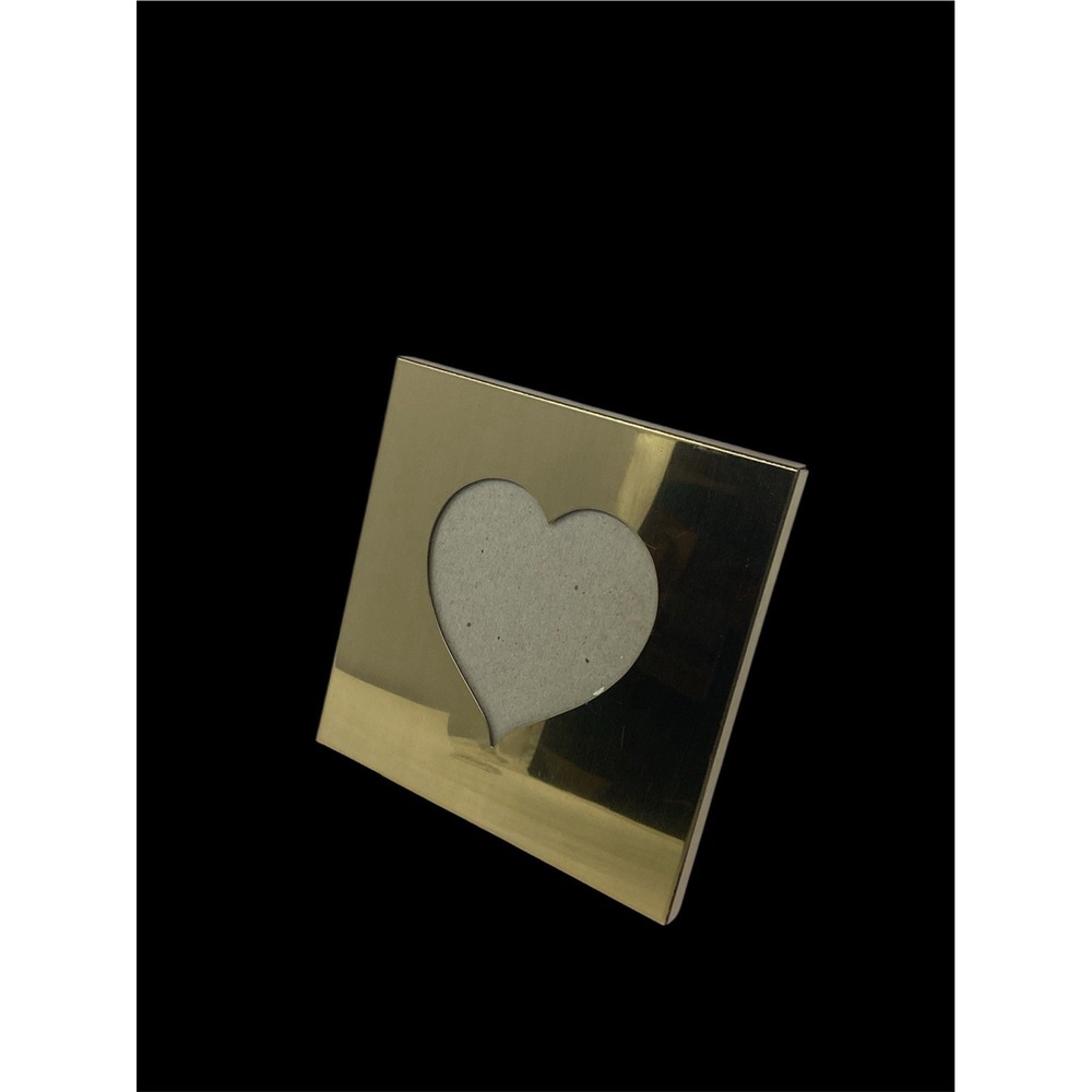 Vtg 1982 Hallmark Small Brass Easel 3"x3" Heart Opening Photo Frame